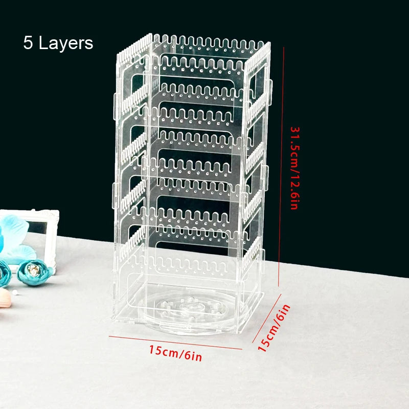360° drehbarer Schmuckorganizer aus Acryl – Ohrringständer, Halsketten- und Armbandhalter