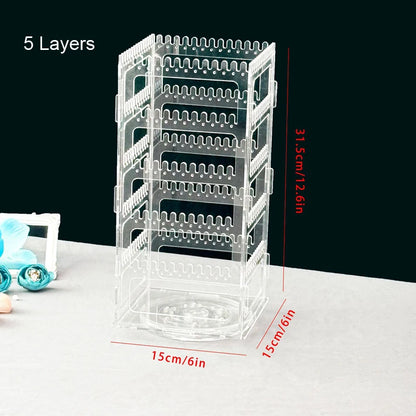 360° drehbarer Schmuckorganizer aus Acryl – Ohrringständer, Halsketten- und Armbandhalter