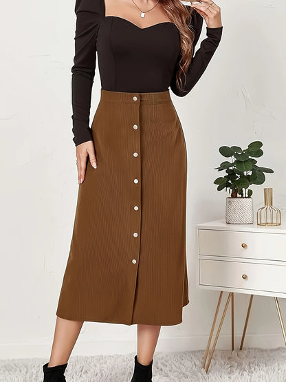 Plus Size High Waisted A-Line Midi-Rock für Damen