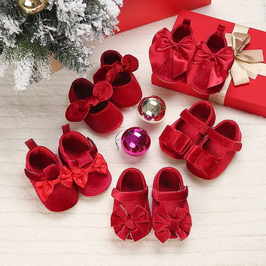 Baby Girl Shoes Soft Sole PU Leather Bow Prewalker Walking Shoes
