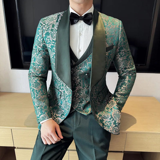 Men's Champagne Smoking Tuxedo 2 Piece Wedding Suit