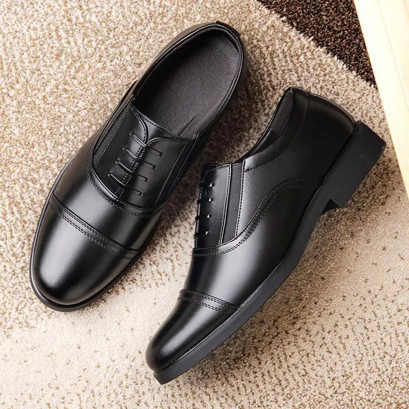 Men’s Genuine Leather Slip-On Dress Shoes – Lightweight Business Formal Oxford