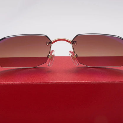 Randlose rechteckige Sonnenbrille für Damen