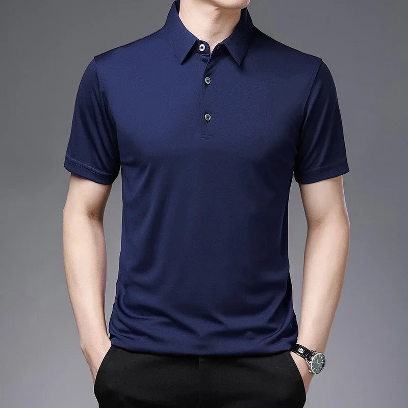 Polo décontracté de couleur unie pour homme