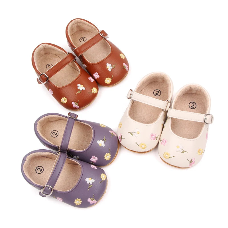 Baby Summer Sandal Mary Jane Style Cute Embroidery Flower