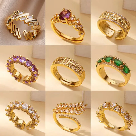 Women's Open Geometric Zircon Engagement Rings