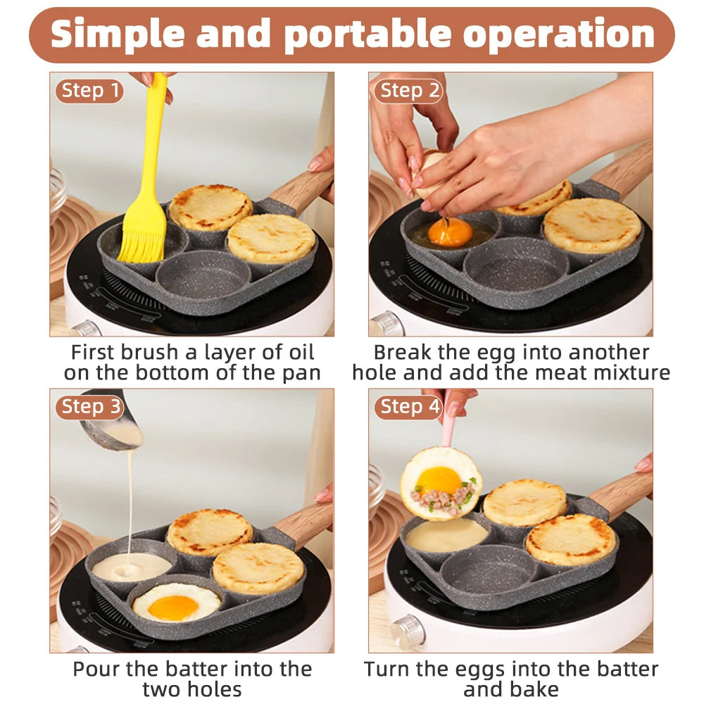 Thickened Omelet 4-Hole Non-Stick Frying Pan