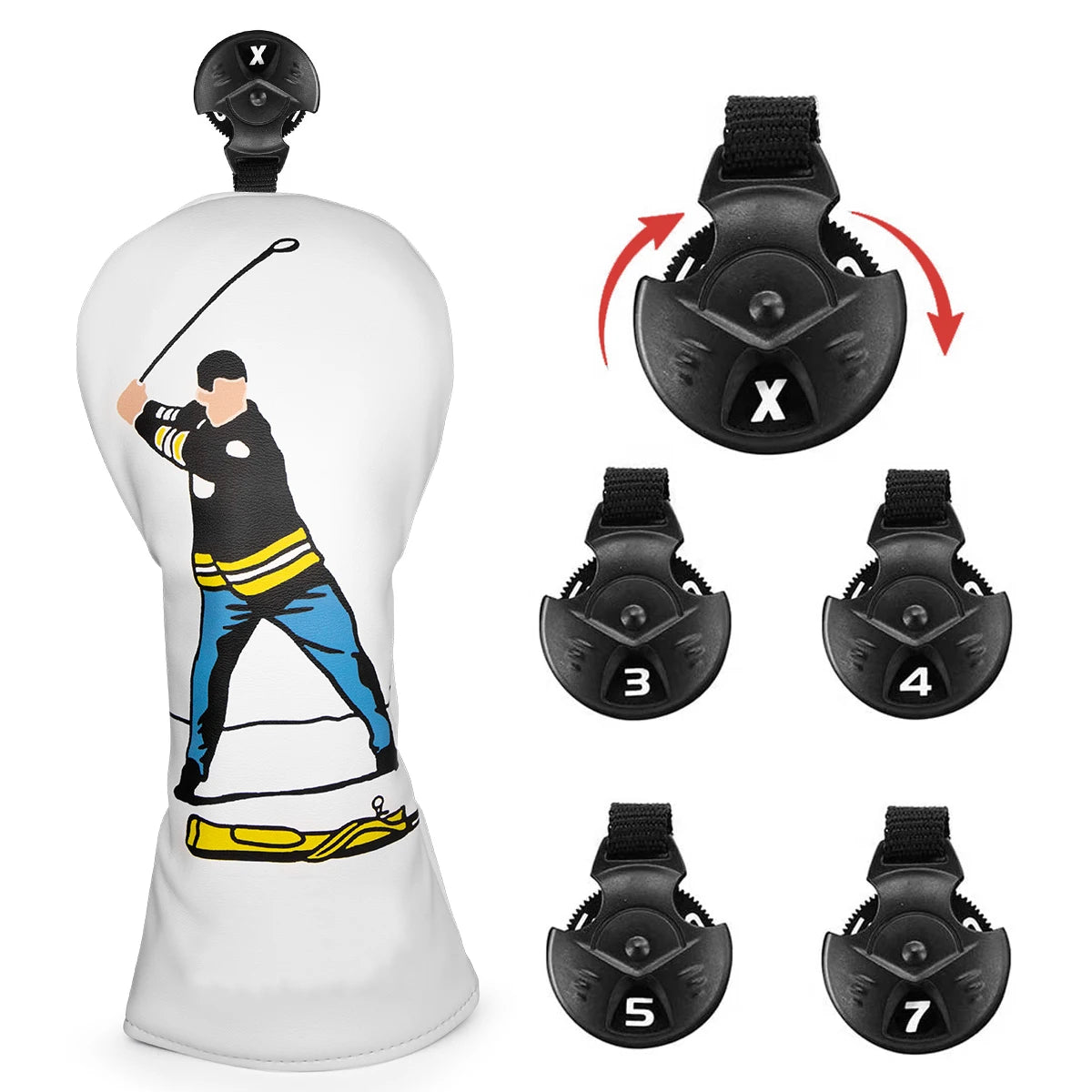 Golfschlägerhauben-Set aus Leder für Driver, Fairwayhölzer und Hybridhölzer