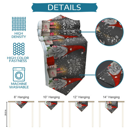 Chemin de table en lin avec motif gnome de Noël et flocon de neige