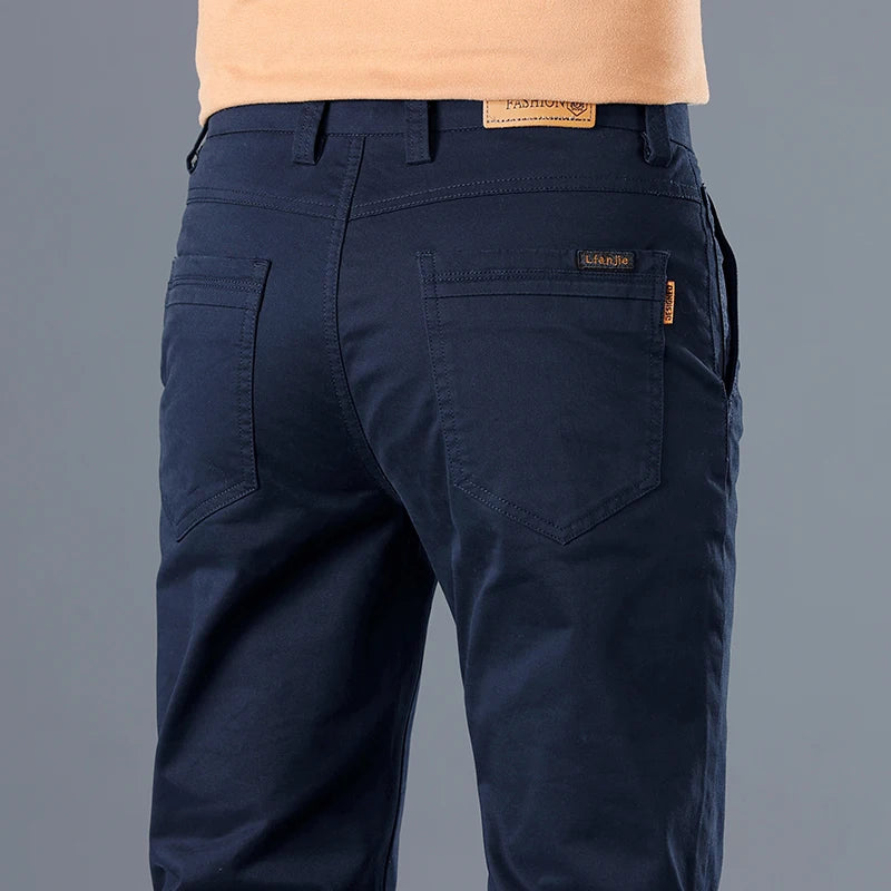 Men's Stretch Cotton Straight Cargo Formal Pants