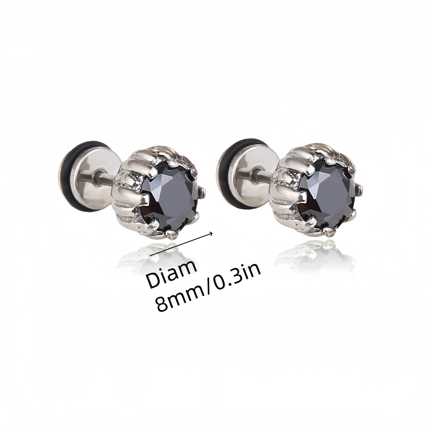 Boucles d'oreilles gothiques punk en acier inoxydable pour hommes et femmes – Petit squelette à géométrie rocheuse avec zircon