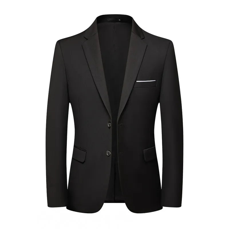 Men's Slim Fit Solid Color Single Breasted Blue Blazer