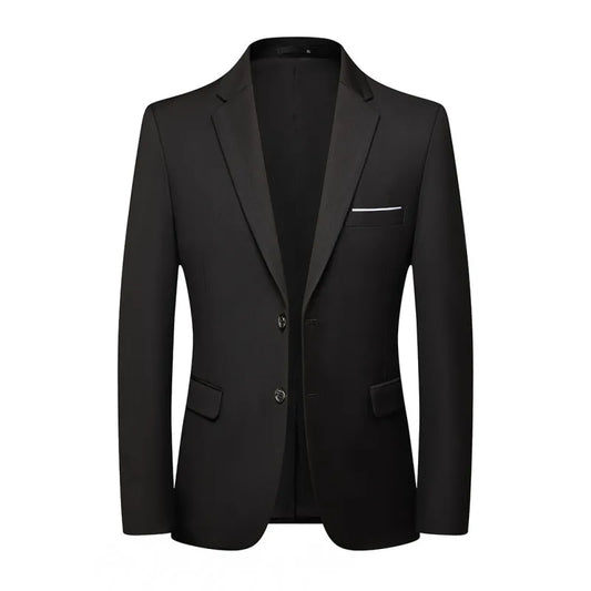 Men's Slim Fit Solid Color Single Breasted Blue Blazer