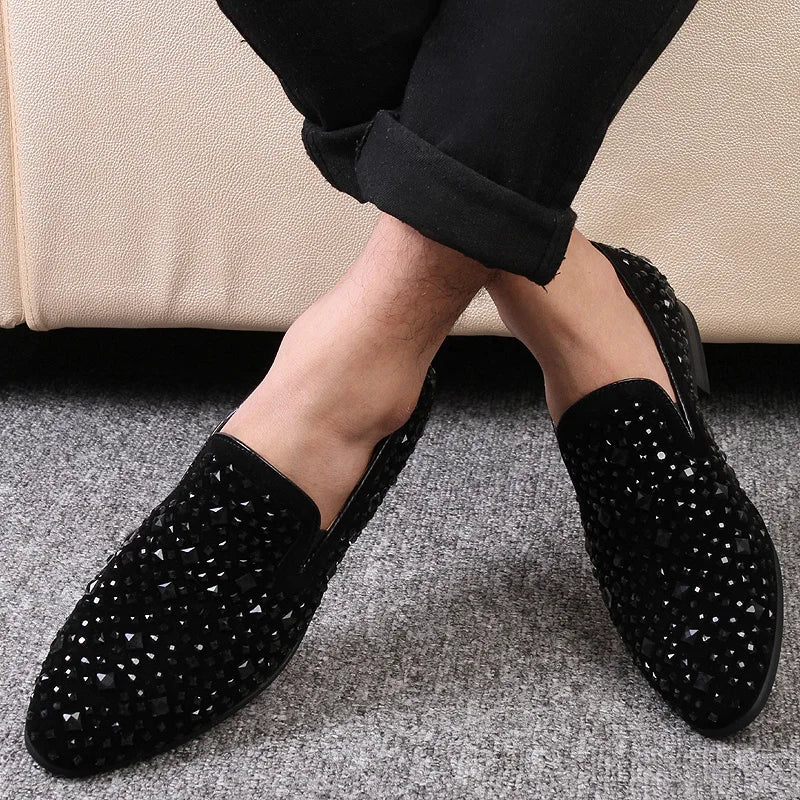 Denim Sequined Men's Loafers