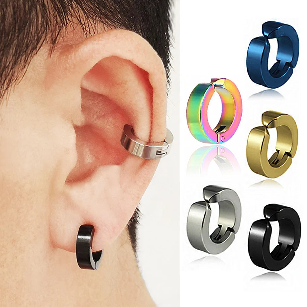 Punk Non-Piercing Clip-On Titanium Steel Magnetic Stud Earrings