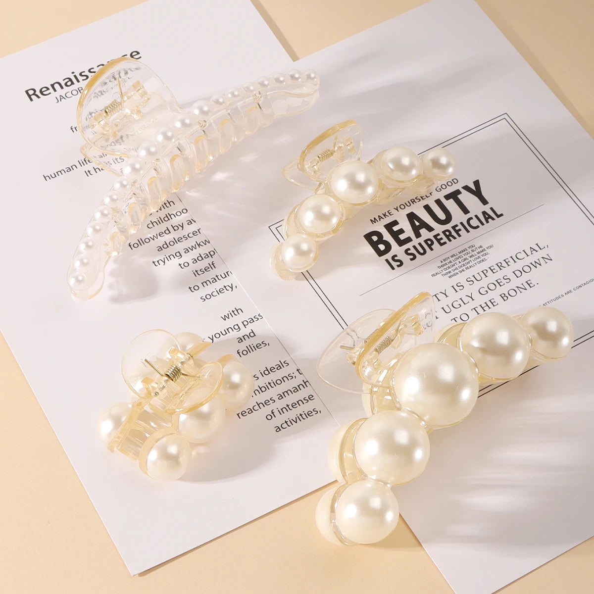 Crystal Pearls Beads Hair Clips