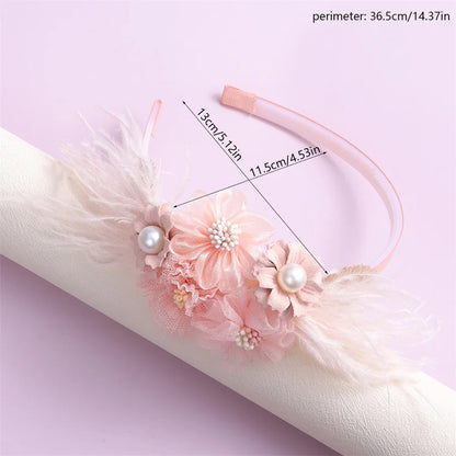 Serre-têtes faits main pour fille, avec perles, plumes, papillons et fleurs