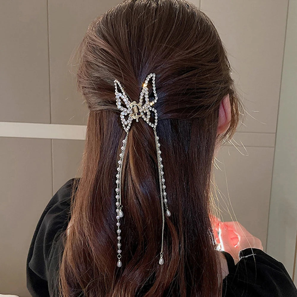 Butterfly Rhinestone Hair Clips - Hair Accessories