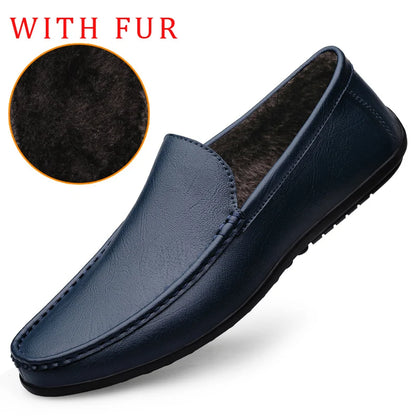 Mocassins en cuir véritable souple pour hommes