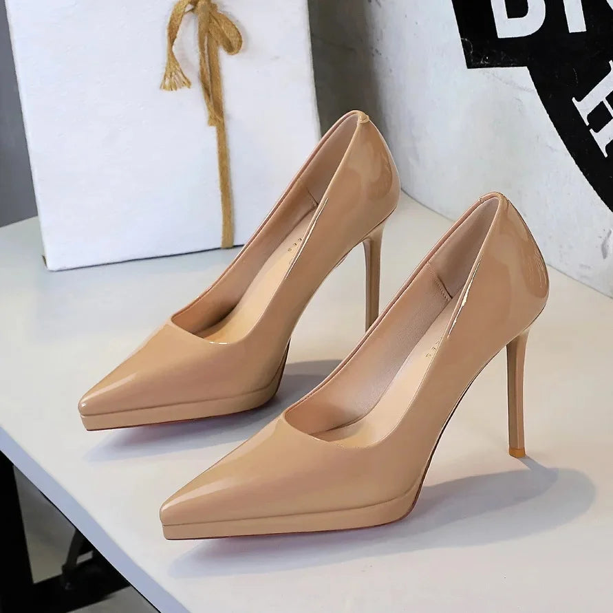 Women's High Stiletto Heels – Patent Leather Pointed Toe Party Pumps