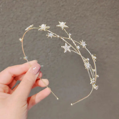 Women Party Hairband Pearl Butterfly Multilayer