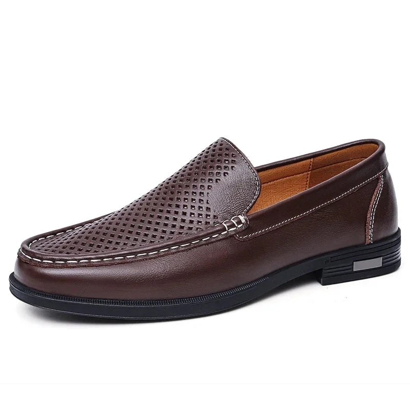 Mocassins habillés à enfiler en cuir véritable pour hommes