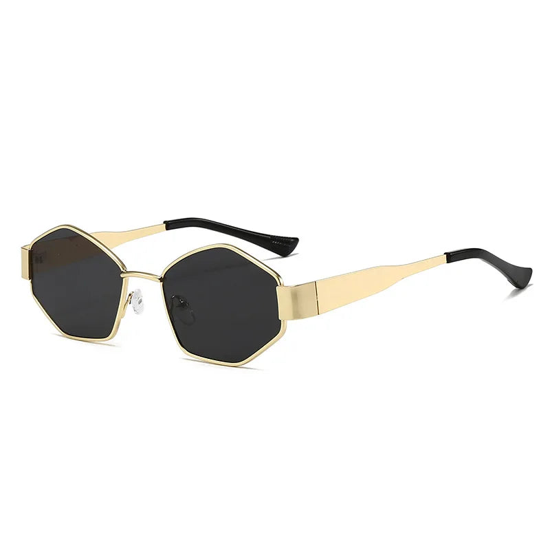 Unisex Trendy Metal Outdoor Hexagon Sunglasses
