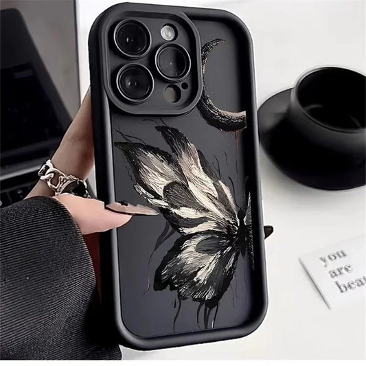 Coque iPhone avec papillon et peinture à l'huile