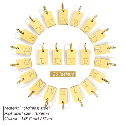 Halskettenanhänger aus Edelstahl mit 26 Buchstaben des Alphabets