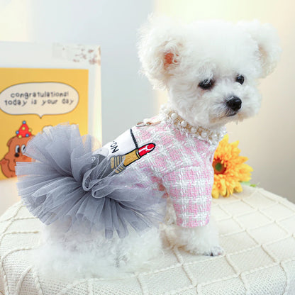 Rosa Teeblumenkleid für Hunde – Kleidung für kleine und mittelgroße Hunde