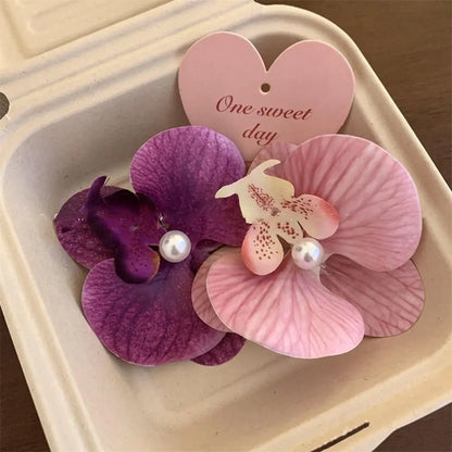 Pinces à cheveux pour fille avec mini perles et fleur d'orchidée papillon