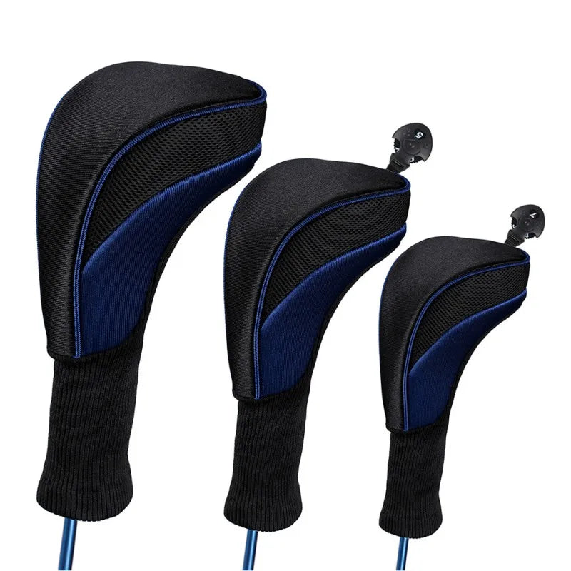 3-Piece Set Golf Club Headcovers for Driver & Fairway Wood