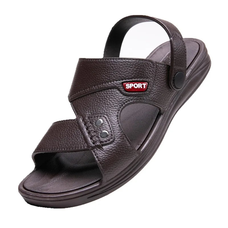 Sandales décontractées à enfiler en cuir véritable pour hommes