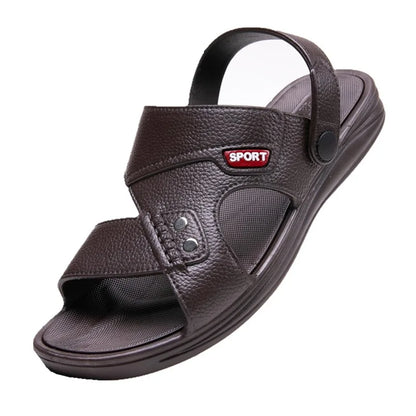 Sandales décontractées à enfiler en cuir véritable pour hommes