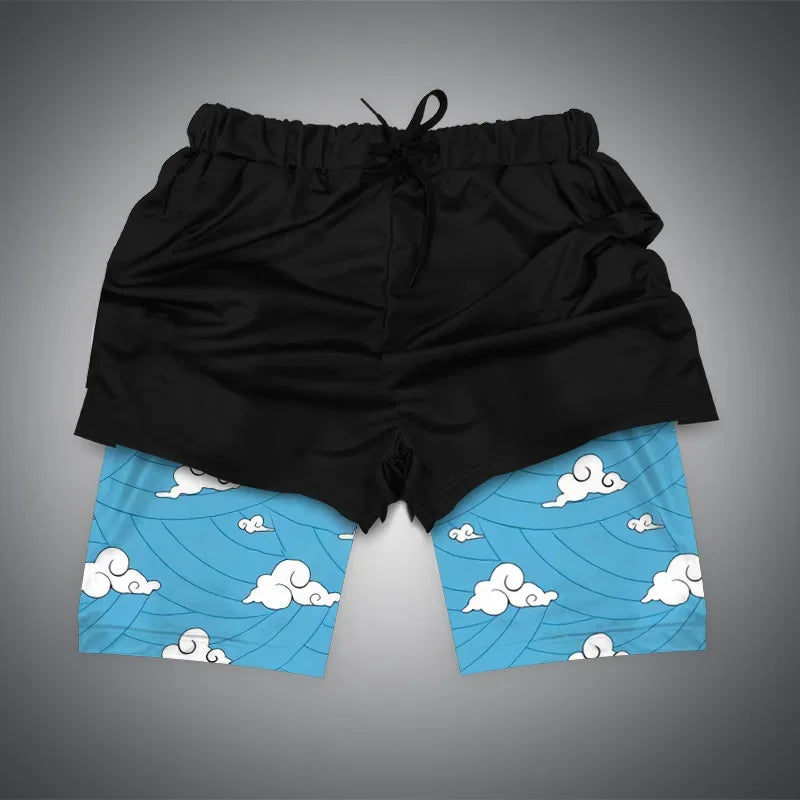 Dragon Ball & One Piece Anime Print Gym Shorts