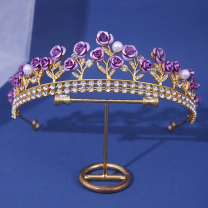 Diadème de mariée en strass avec couronne de cristal royale