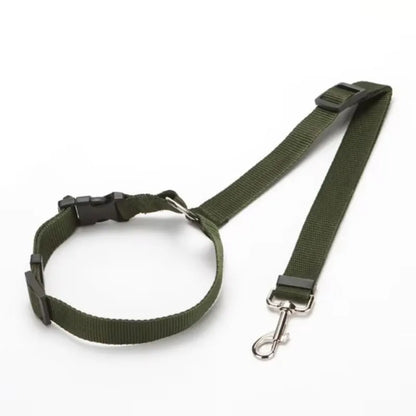 Ceinture de sécurité pour animaux de compagnie deux en un de couleur unie - Laisse en nylon Ceinture de sécurité pour siège arrière Accessoires pour animaux de compagnie 