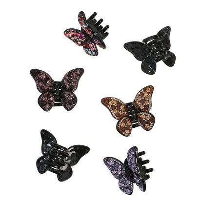 Bunte Haarspange mit Strass-Schmetterling für Damen – Große Haifisch-Haarspange mit Strasssteinen