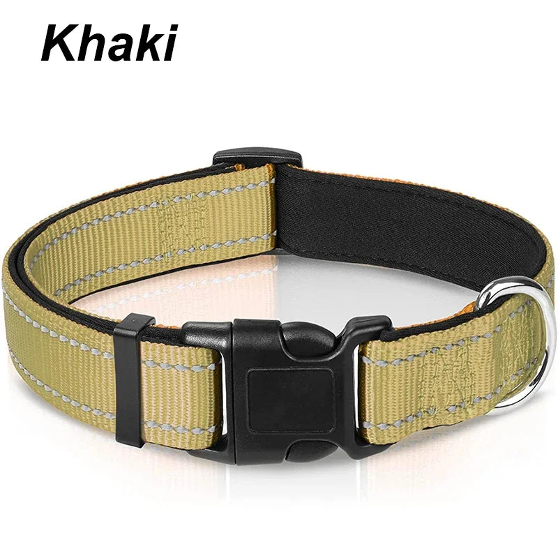 Adjustable Reflective Free Engraved Padded Dog Collars