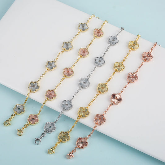 Gold-Plated Hollow Plum Blossom Double-Sided anklet Bracelet