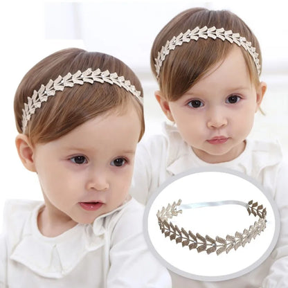 Elastisches Haarband für Neugeborene, Mädchen, Blatt-Weizen-Diamant
