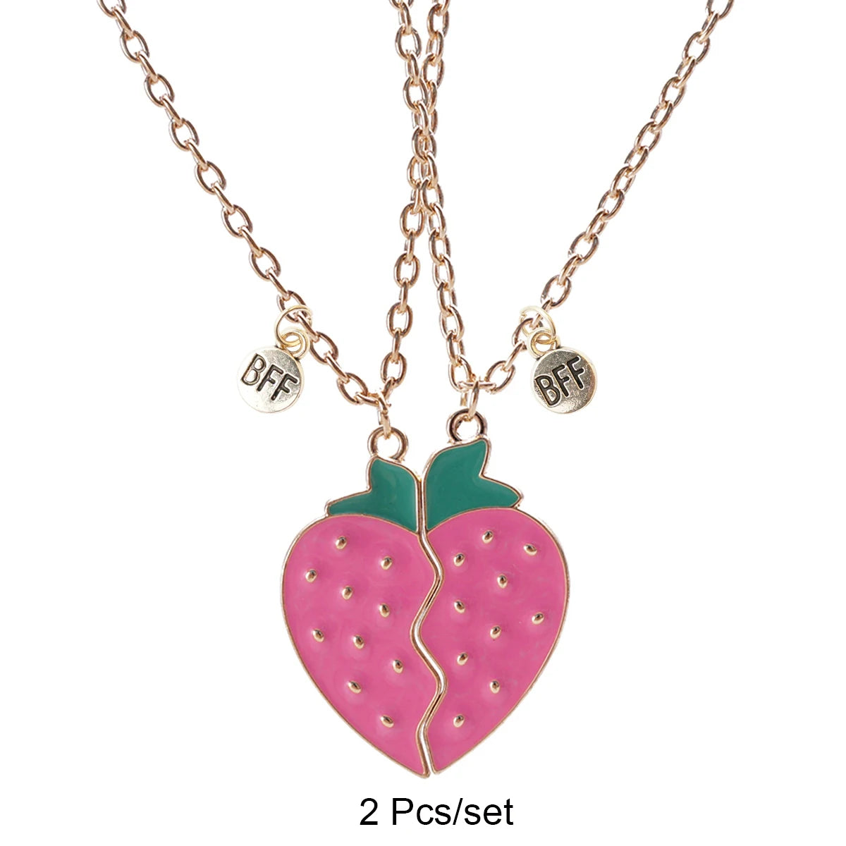 2 herzförmige Magnet-Panda-Halsketten