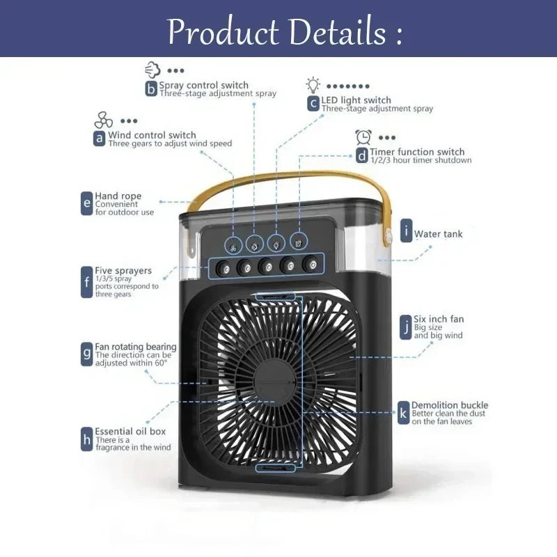 3 In 1 LED Light Household Small Air Cooler