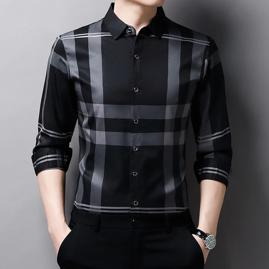 Men's Printed Anti Wrinkle Business Polo Shirt