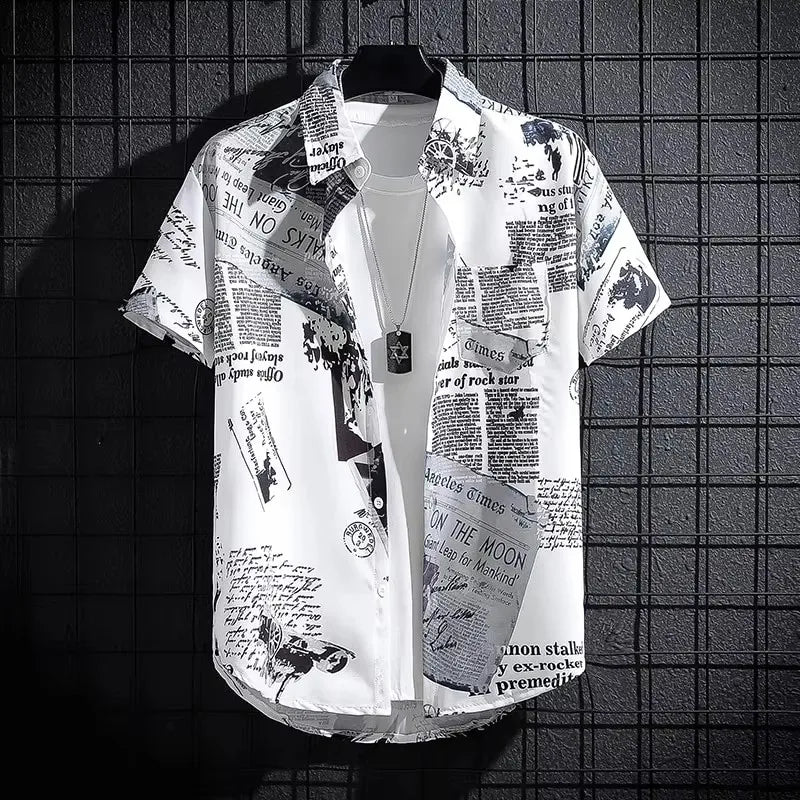 Kurzarm-Strandhemd für Herren mit Print – Leichtes, tropisches Freizeit-Sommertop