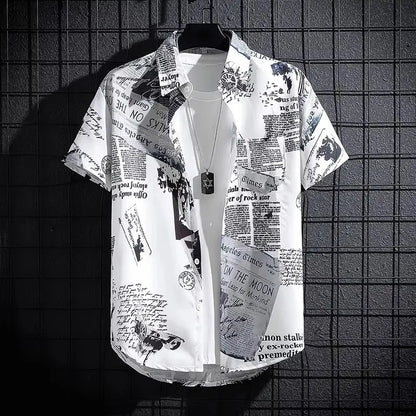 Kurzarm-Strandhemd für Herren mit Print – Leichtes, tropisches Freizeit-Sommertop