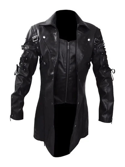 Schwarze Bikerjacke aus PU-Leder für Herren