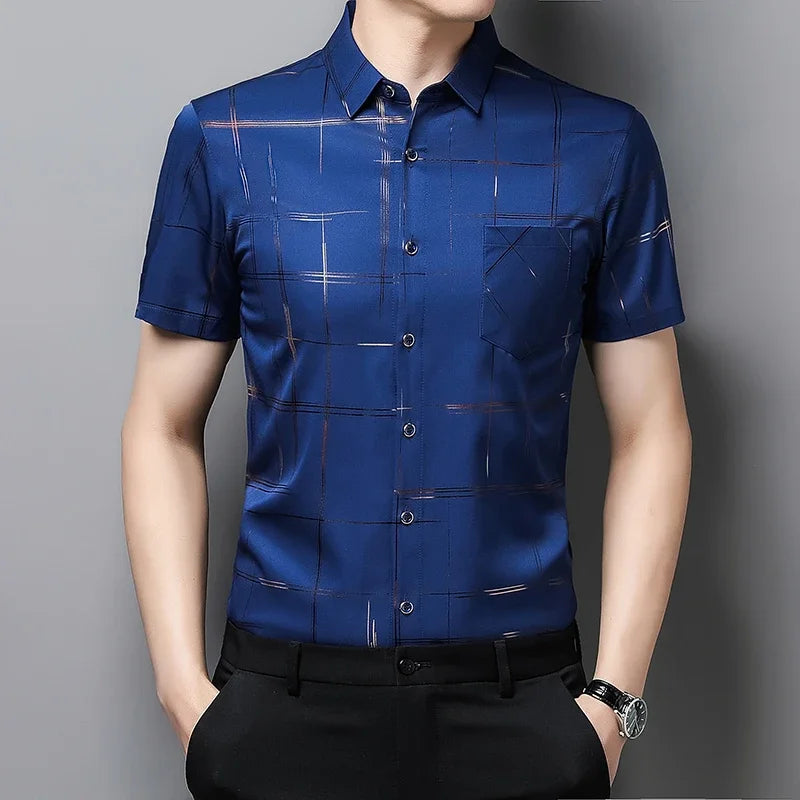 Men's Short Sleeve No Iron Wrinkle Resistant Shirt