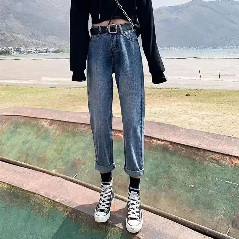 Women's Thickened Fleece Lined Nine Point Jeans