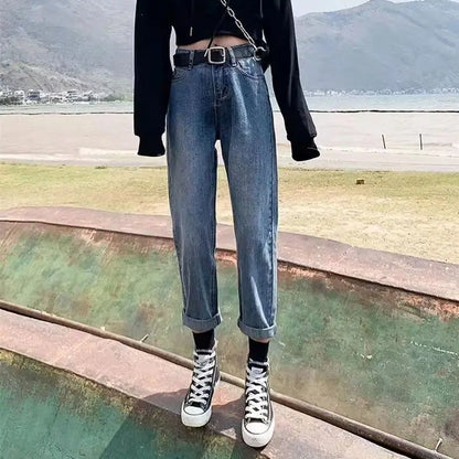 Women's Thickened Fleece Lined Nine Point Jeans